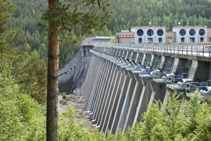 Reservoirs Prints: Hydroelectricity dam on river, Romsele Powerstation