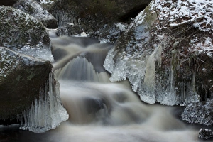 Ice formations in stream, Wyming Brook, Sheffield, South Yorkshire, England, december