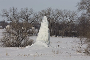 Ices Prints: Ice formed at leaking water well in freezing temperatures, North Dakota, U. S. A. february