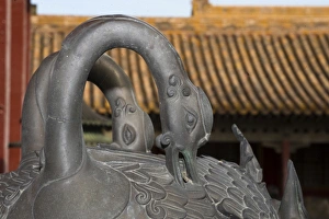 Sculptures Prints: Incense burner comprised of bronze cranes
