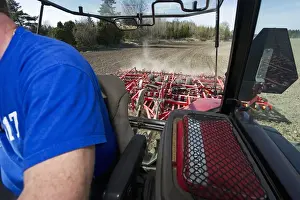 Interiors Prints: Interior of Case MXM 155 tractor cab with Vaderstad NZ-Aggressive-700 harrows