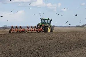 Corvids Prints: John Deere 7920 tractor pulling seven furrow plough