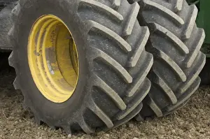 Wheels Prints: John Deere 8530 tractor, close-up of dual wheels and tyres, Sweden