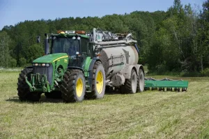 Agriculture Prints: John Deere 8530 tractor with Samson vacuum slurry tanker and slurry injector