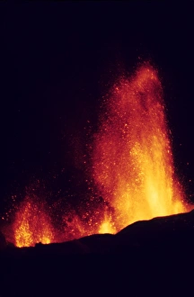 Heimaey Prints: Lava erupting from volcano, Eldfell Volcano, Heimaey, Westmann Isles, Iceland, 1973