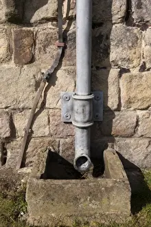 Ruined Prints: Lead downspout on wall of ruined 12th century Augustinian priory