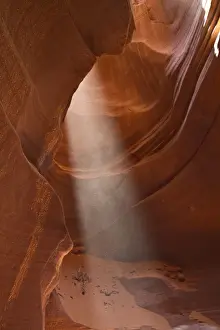 Erosion Prints: Light beam in Upper Antelope Canyon was formed by erosion of Navajo Sandstone