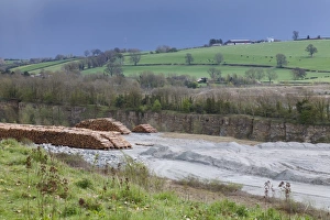 Quarry Prints: Limestone quarry and stack of felled timber