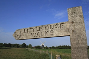 Directions Prints: Little Ouse Walks wooden direction sign