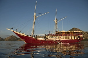 Komodo Prints: Liveaboard dive boat at sea, Kelor Island