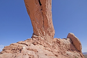 Erosion Prints: Looking up at the arch of North Window at Arches National Park