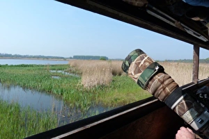 Looking out from Island mere hide at RSPB Minsmere Suffolk, a great place to photograph wildlife