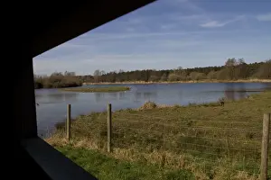 Gravel Prints: Looking North East from the Steggall Hide at Lackford Lakes Nature Reserve, Suffolk