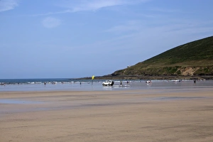 Sandy Prints: looking north over Saunton Sands beach at low tide