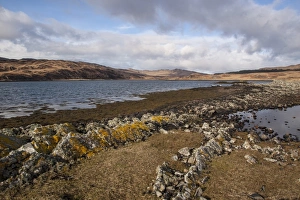 Low tide close to the landing stage at Loch Tarbet, the narrowest point on the Isle of Jura, Scotland