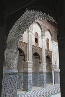 Moroccan Prints: Madrasah courtyard with archway in city