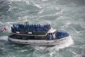 Holidays Prints: Maid of the Mist tour boat with tourists viewing waterfall