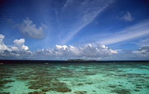 Maldives Prints: Maldive Islands Sea and Reef Hut - Vadoo Island, Maldives
