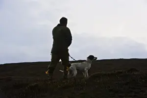 Gamebird Prints: Man standing with English Pointer