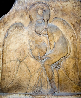 Mythology Prints: Marble relief of Leda and the Swan, 3rd century