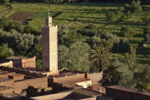 Moroccan Prints: Mosque minaret in Berber village, High Atlas, Morocco, may