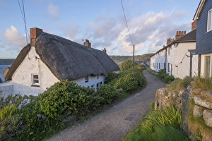 Cottages Prints: Old fishermans cottage in coastal village, Sennen Cove, Sennen, Cornwall, England, May