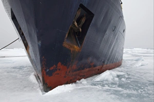 Origo icebreaker moored in pack ice, Arctic Sea, Svalbard, september