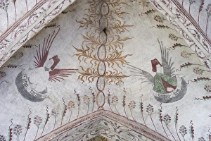Religions Prints: Paintings of saints on church ceiling, Tierp, Uppsala County, Uppland, Sweden, march
