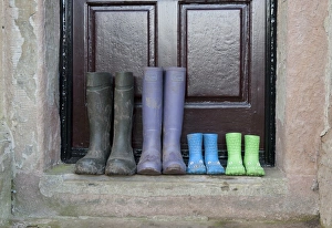 Door Prints: Four pairs of wellington boots