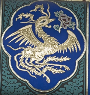 Mythology Prints: Phoenix in gold leaf, Temple of Heaven, Beijing, China