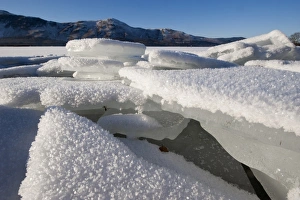 Ices Prints: Piles of ice on shore of frozen lake