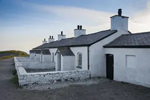 Life Boat Prints: Pilot cottages used to service pilot boats and lifeboats on tidal island, Llanddwyn Island