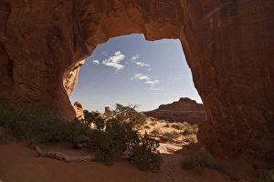 Pine tree Arch in Arches National Park, Utah. This arch is made from Entrada Sandstone which over time is eroded by