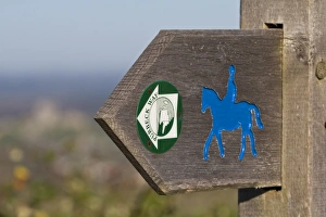 Directions Prints: Purbeck Way bridleway and footpath sign, Dorset, England, november
