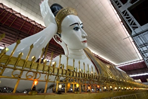 Holy Prints: Reclining Buddha statue, Chaukhtatgyi Paya, Yangon, Myanmar, March