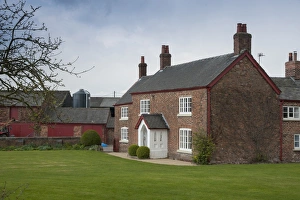 Farmyards Prints: Red brick farmhouse, Cheshire, England, april