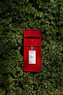 Red Royal Mail post box at Wetheringsett, Suffolk