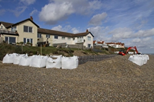 Repairing the sea defences at Thorpeness on the Suffolk Coast