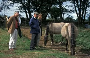 Reserves Prince Philip, Derek Moore & Marek Borkowski looking at Konik Horses