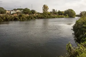 The River Chelmer just below the sluice gates at Moulsham Mill Chelmsford Essex