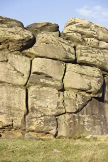 Grit Prints: Rock strata of millstone grit, Almscliff Crag rock formation