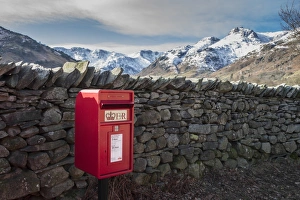 Moorland Prints: Royal Mail postbox beside drystone wall