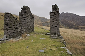Quarry Prints: Ruins and tramway in abandoned slate mine