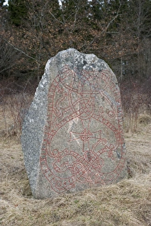 Stones Prints: Rune stone, Enberga, Uppland, Sweden, april