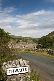 Countryside Prints: Sign beside road into village, Thwaite