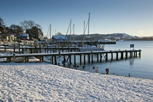 Jetty Prints: Snow covered lakeside and jetty
