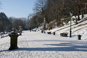 Park Lands Prints: Snow covered parkland, Avenham Park, Preston, Lancashire, England, december
