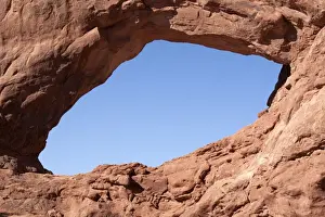South Window made of Entrada Sandstone at Arches National Park early morning - Utah America