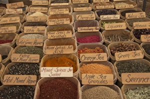 Near East Prints: Spices and teas for sale in market, Kas, Antalya Province, Turkey, october