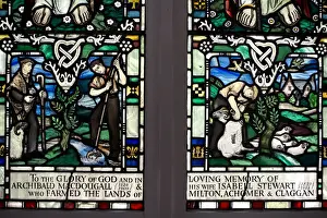 Religions Prints: Stained glass window depicting farming (in memory of Archibald MacDougall and Isabell Stewart)